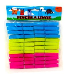 72 Units of 24 Piece Plastic Clothes Pins Assorted Color - Clothes Pins
