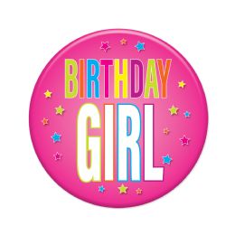6 Pieces Birthday Girl Button - Costumes & Accessories