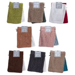 72 Wholesale Wash Cloth Mitt 2pk Random Assorted Colors Peggable See N2 #twm92661-2