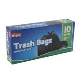 24 Wholesale Trash Bags 10ct - 26 Gallon Black