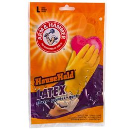 144 Wholesale Gloves Latex Large 1 Pair Arm And Hammer