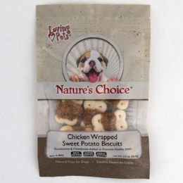 24 Pieces Dog Treat Biscuits Chicken Wrapped Sweet Potato 2.0 oz - Pet Chew Sticks and Rawhide