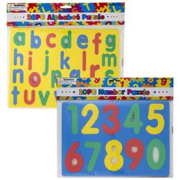 48 Wholesale Foam Puzzle Alphabet & Numbers 3ast Styles X 4 Bright Colors Blue/green/yellow/red  Pbh