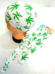 144 Wholesale White Color Marijuana Skull Cap