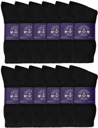 48 Wholesale Yacht & Smith Men's Cotton Terry Cushion Athletic Black Crew Socks