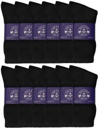 Yacht & Smith Men's Cotton Terry Cushion Athletic Black Crew Socks