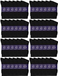 48 Wholesale Yacht & Smith Men's Cotton Athletic Terry Cushioned Black Crew Socks