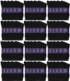 72 Pairs Yacht & Smith Womens Lightweight Cotton Crew Socks In Bulk, Black Size 9-11 - Women's Socks for Homeless and Charity