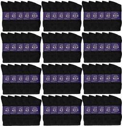 72 Wholesale Yacht & Smith Men's Cotton Athletic Terry Cushioned Black Crew Socks