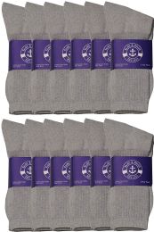 12 Pairs Yacht & Smith Men's Cotton Terry Cushion Athletic Gray Crew Socks - Men's Socks for Homeless and Charity