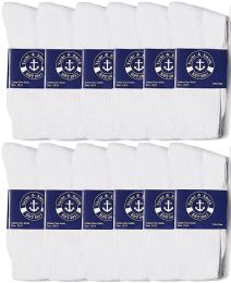 12 Pairs Yacht & Smith Men's Cotton Terry Cushion Athletic White Crew Socks - Men's Socks for Homeless and Charity