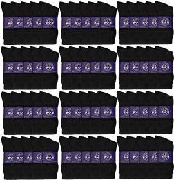 120 Wholesale Yacht & Smith Men's Cotton Athletic Terry Cushioned Black Crew Socks