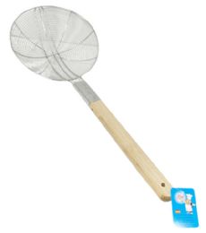 24 Units of Stainless Steel Skimmer With Wooden Handle - Strainers & Funnels