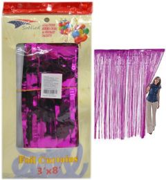 36 Pieces Hot Pink Metallic Foil Curtain - Party Center Pieces
