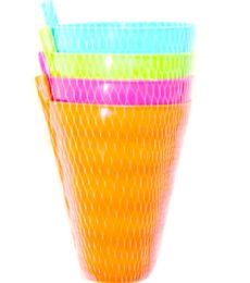 96 Pieces 4 Piece Cup With Straw 800ml - Plastic Bowls and Plates