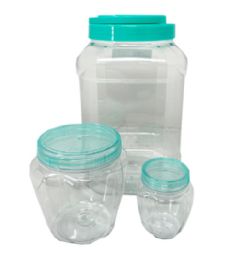 36 Wholesale 3 Piece Square Plastic Jar