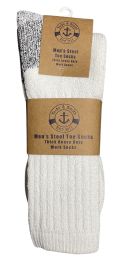 36 Wholesale Yacht & Smith Men's Heavy Duty Steel Toe Work Socks, White, Sock Size 10-13