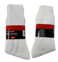120 Wholesale 2 Pair Sock Crew In White Size 10-13
