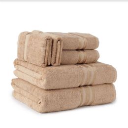6 Wholesale Six Pieces Towel Set Mocha Ring Spun Cotton