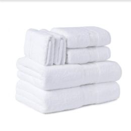 6 Wholesale Six Pieces Towel Set White Ring Spun Cotton