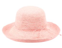 12 Pieces Raffia Roll Up Brim Sun Cloche Hats In Light Pink - Bucket Hats