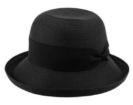 12 Pieces Solid Roll Up Brim Sun Bucket Hats In Black - Bucket Hats