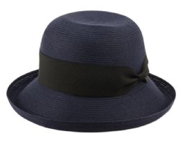 12 Pieces Solid Roll Up Brim Sun Bucket Hats In Navy - Bucket Hats