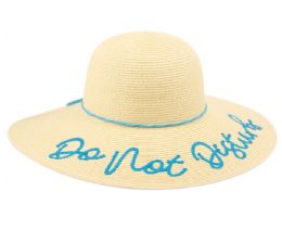 12 Wholesale "do Not Disturb" Braid Paper Straw Floppy Hats With Band