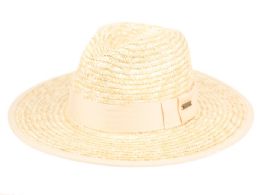12 Pieces Straw Panama Hats With Grosgrain Band - Sun Hats