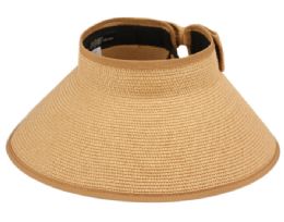 24 Pieces Packable Braid Paper Straw Visor In Toast - Fedoras, Driver Caps & Visor