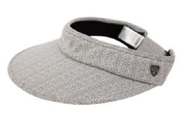 12 Wholesale Cotton Solid Color Visor With Back Bow In Gray