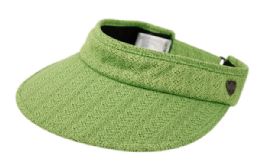 12 Wholesale Cotton Solid Color Visor With Back Bow In Lime Green