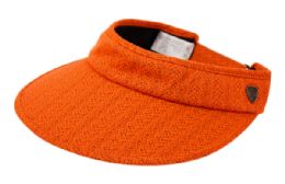12 Wholesale Cotton Solid Color Visor With Back Bow In Orange