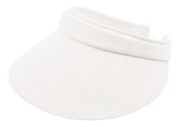 24 Wholesale Cotton Solid Color Clip Visor In White