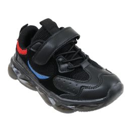 12 Wholesale Boy's Sneakers Casual Sports Shoes In Black