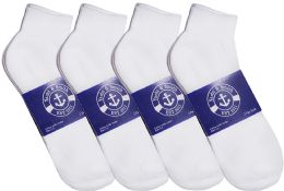 48 Wholesale Yacht & Smith Womens Cotton White Sport Ankle Socks, Sock Size 9-11