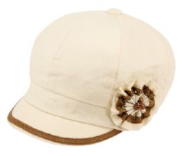 24 Pieces Cabbie Hats With Flower - Fedoras, Driver Caps & Visor