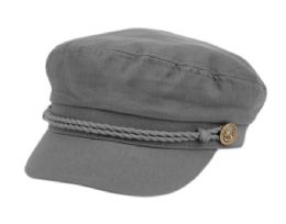 12 Wholesale Cotton Greek Fisherman Hats In Gray