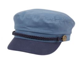 12 Wholesale Cotton Greek Fisherman Hats In Indigo Blue/navy