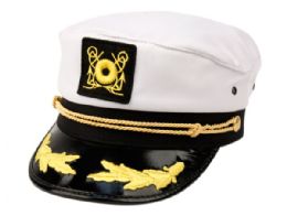 12 Wholesale Fashion Captain Hats In White