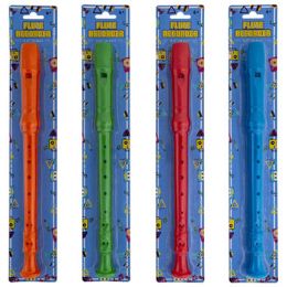 24 Pieces Flute Recorder 12.75in Blue/grn/org/red Blister Card - Musical