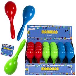 24 of Maraca 5in 3 Asst Colors Red/lt Blue/green 24pc Pdq ht