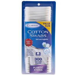 12 Wholesale Cotton Swabs 300ct Plastic Stick