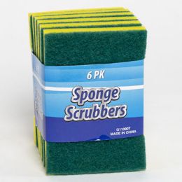 24 Pieces Sponge 6pk Square Wrap Card - Scouring Pads & Sponges