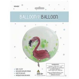48 Pieces Balloon In A Balloon - Flamingo - Balloons & Balloon Holder