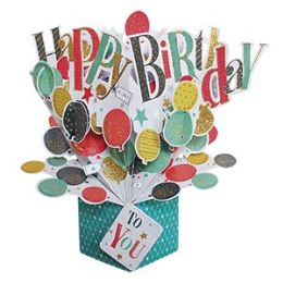 12 Wholesale Happy Birthday PoP-Up Card - Balloons