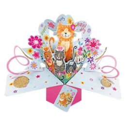 12 Wholesale Happy Birthday PoP-Up Card - Cats