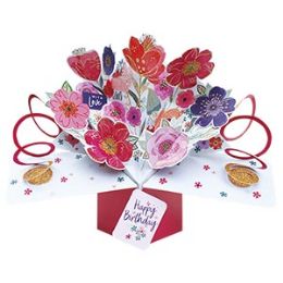 12 Wholesale Happy Birthday PoP-Up Card - Flowers