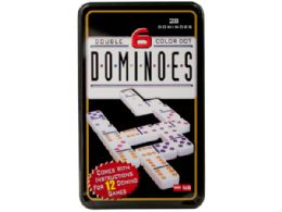 12 Wholesale DoublE-Six Color Dot Dominoes Game Set