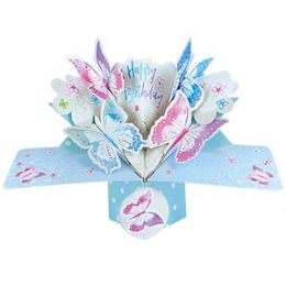 12 Wholesale Happy Birthday Pop Up Card - Butterflies